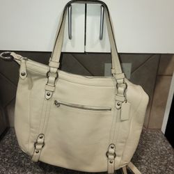 Coach Beige Pebbled Leather Purse