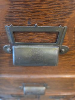 Antique Oak Filing Cabinet with Brass Hardware