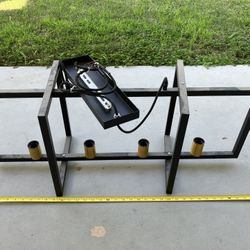 Modern Industrial 4-Light Linear Chandelier - Black & Gold