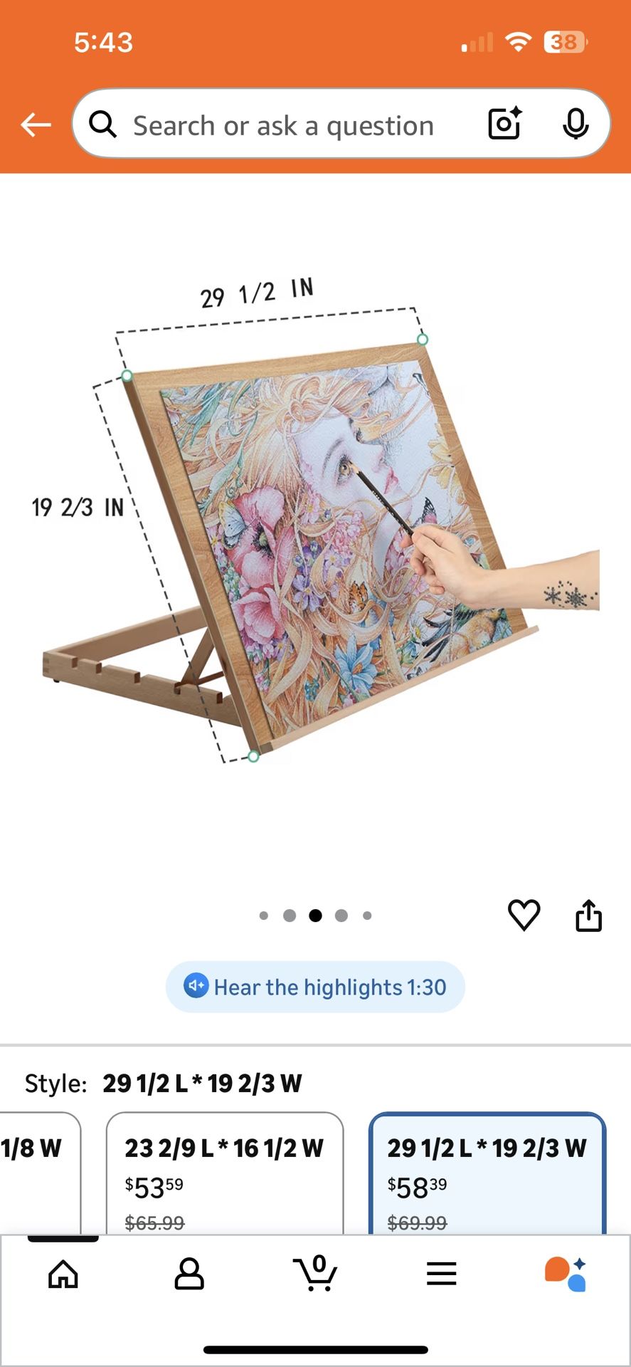 Artist Drawing Board , Easel, Adjustable NEW IN BOX 