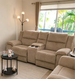 Juego de sala reclinable + comedor de 6 puestos