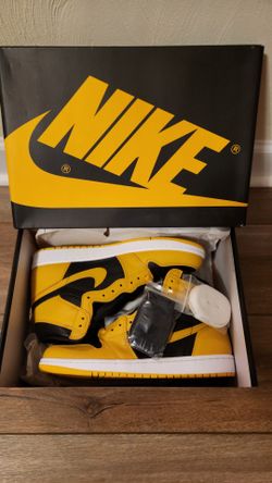 **NEW**555088-701 Nike Air Jordan 1 High Og Pollen Black White Yellow Gold Mens 10