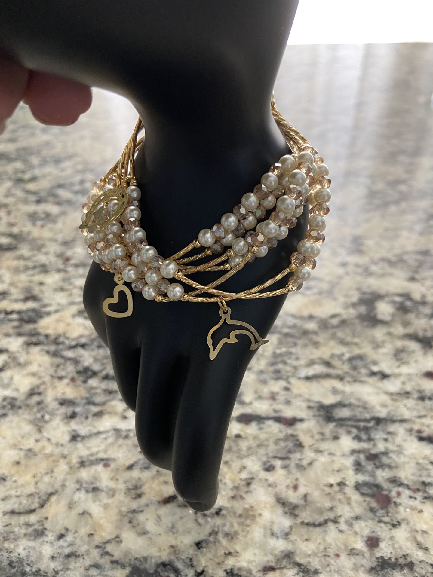 Semanario) 7sets white & gold bohemian Stackable Bracelet MultiLayer