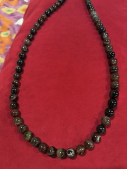 Vintage Natural Agate Bead Necklace – 0.43–0.47" Beads – 34.25" Long – Heavy