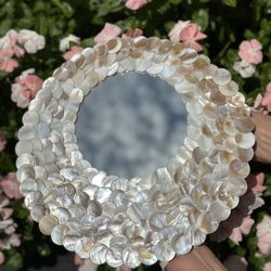 Valentines, Mother’s Day gift, Handmade handcrafted mirror made in mother of pearl