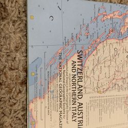 National Geographic 1965 Switzerland, Austria, and Northern Italy Map