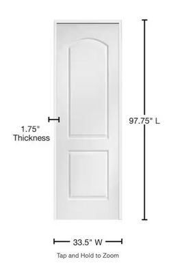 32 in. x 96 in. Smooth Caiman Left-Hand Solid Core Primed Molded Composite Single Prehung Interior Door