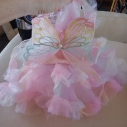 Dog Pet Princess Butterfly Costume Dress With Butterfly Hairclip