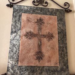 Ornate decorative cross wall art metal scroll bracket wall decor 