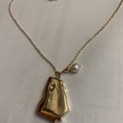 Gold Plated Georgia State Necklace