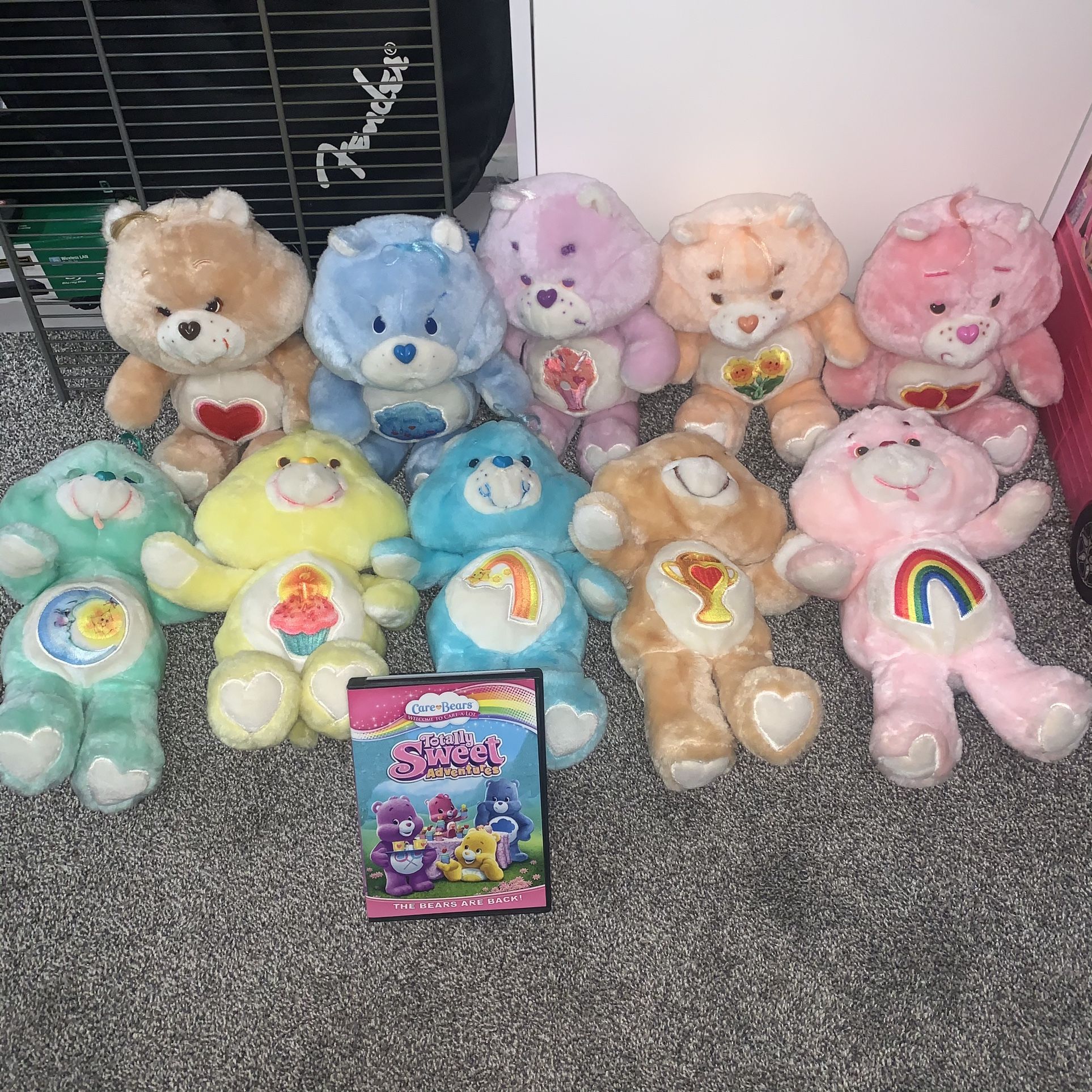 Lot of 10 Vintage Rare Kenner Care Bears Plush 12" - Bedtime Share Champ Love-A-Lot Cheer
