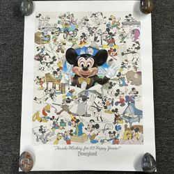 1988 Disneyland Thanks Mickey For 60 Happy Years! Art Print Poster Charles Boyer
