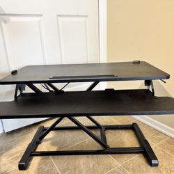 VIVO 32 inch Desk Converter, K Series, Height Adjustable Sit to Stand Riser, Dual Monitor and Laptop Workstation with Wide Keyboard Tray, Black, DESK-