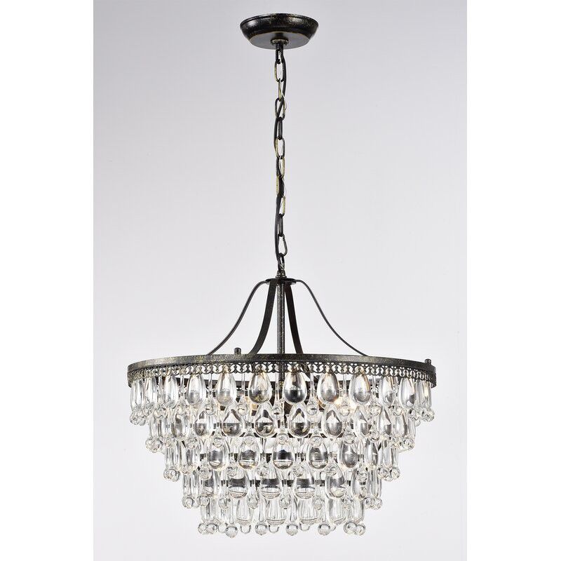 6 - Light Statement Tiered Chandelier with Crystal Accents