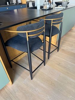 Set of 2 Arhaus Modern Upholstered Jagger Bar Stools
