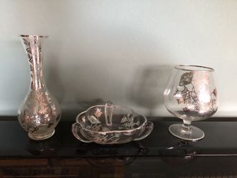 Exquisite Mid century glass with silver overlay