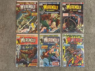 Vintage Marvel Werewolf by Night Comic Book Lot Issues 13, 14, 16, 20, 41, 42