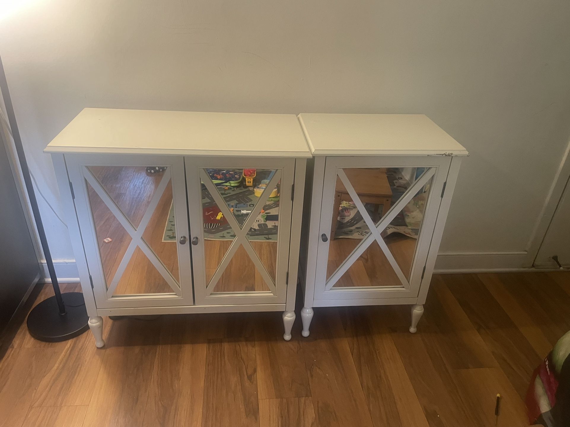 White Mirrored Cabinets