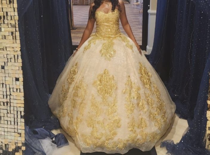 Gold Quinceanera / Prom Dress 