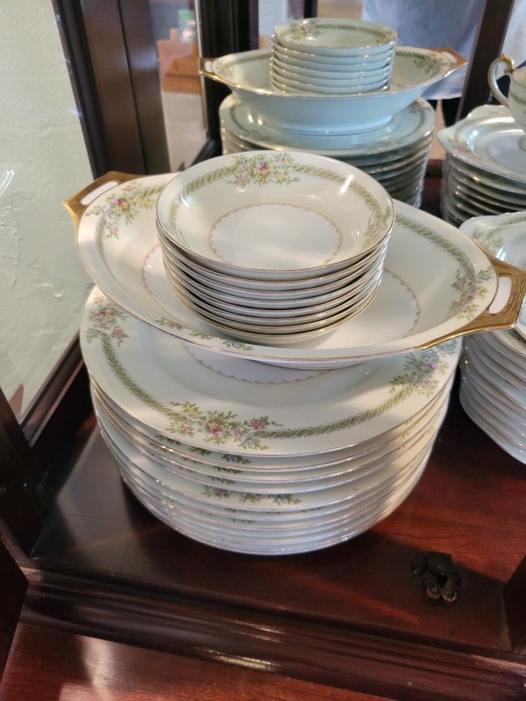 VIntage Meito China Japanese Hand-painted dinnerware Arbor pattern