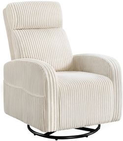 360° Swivel Nursing Chair with Side Pockets, Beige