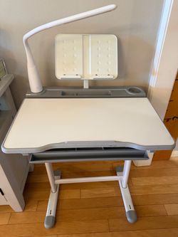 Kids Adjustable Study Desk with Lamp and Book Stand
