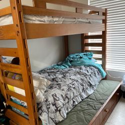 Bunk bed (twin) + trundle (mattress/storage)