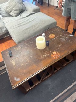 Dark Wood Coffee Table with Lower Shelf