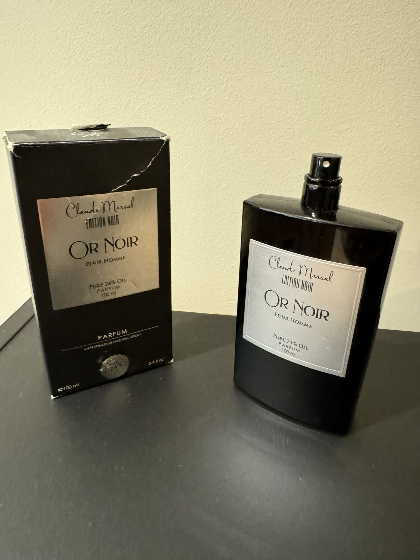 Or Noir Claude Marsal Pour Homme Parfum Pure 24% oil 3.4 fl oz Used 50% Full