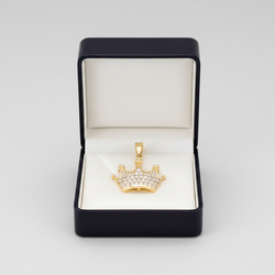 14K Yellow Gold Cz Crown Pendant