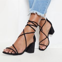 Pretty Little Thing - Lace Up Block Heel Shoes - Size 7.5