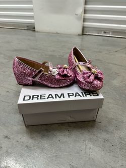 Dream pairs girls pink glitter Mary Jane shoes