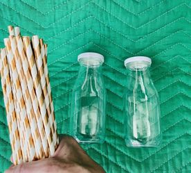 Glass Jars With Lids And Straws, Set Of 10