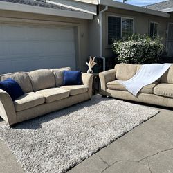 Free delivery-Ashley furniture , beige ,  Matching sofa/couch Set