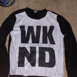 Total Girl Fuzzy Sweatshirt Black & White