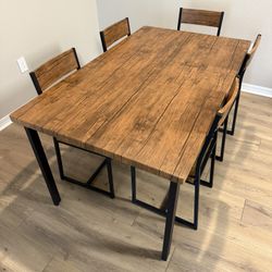 Modern Wood  Dining Table Set With 5 Chairs 