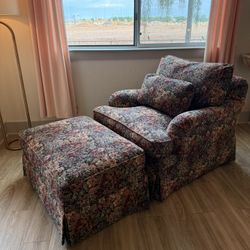 Vintage Floral Chair & Ottoman
