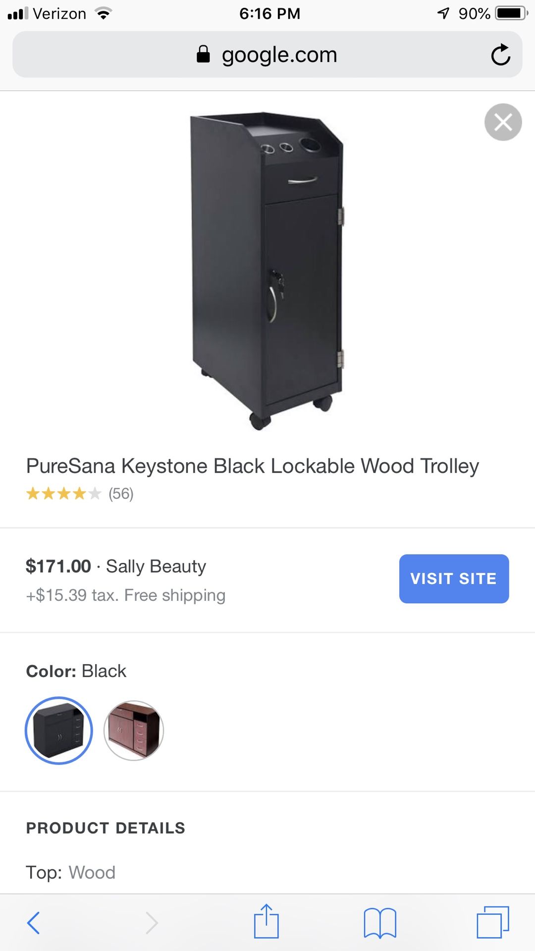 PureSana Keystone Black Lockable Wood Trolley.