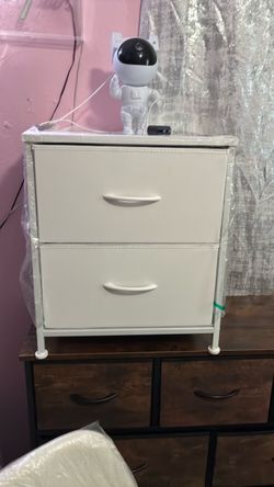 White 2-Drawer Fabric Dresser Storage Unit