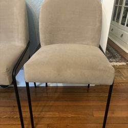 Modern Metal Dining Chair Fawn Velvet - HomePop
