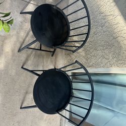 2 Black Metal Chairs.