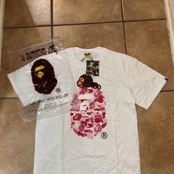 Pink camo white bape t shirt