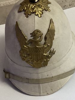 Vintage US military spiked pith helmet rare white Spanish American war era would trade buy 4 other militaria