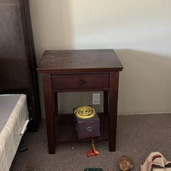 Two Nightstands  Dark Wood Finish 