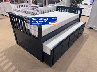 Twin Twin Expresso Trundle Bed With Ortho Mattresses Included