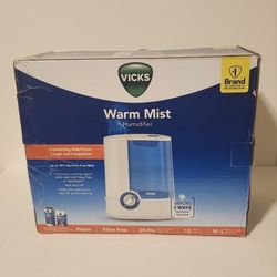 Vicks Warm Moisture Humidifier, White and Blue 1.0 Gallon V750D1 Used Works 
