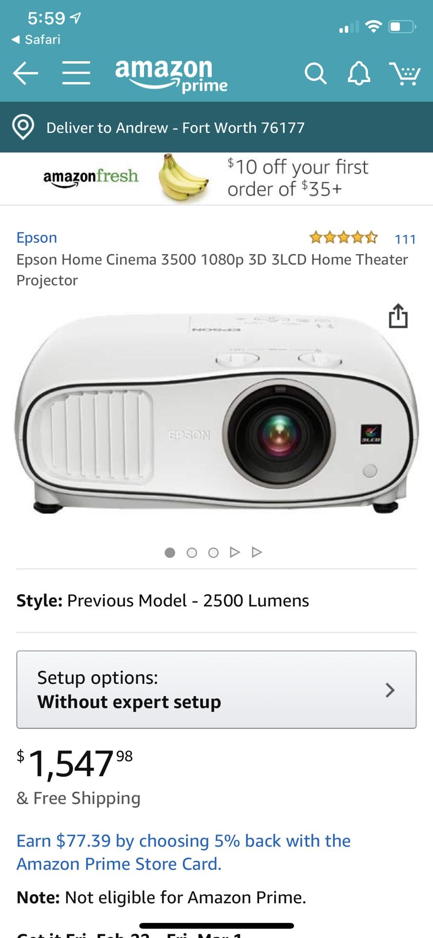 Epson Projector (Best Buy)