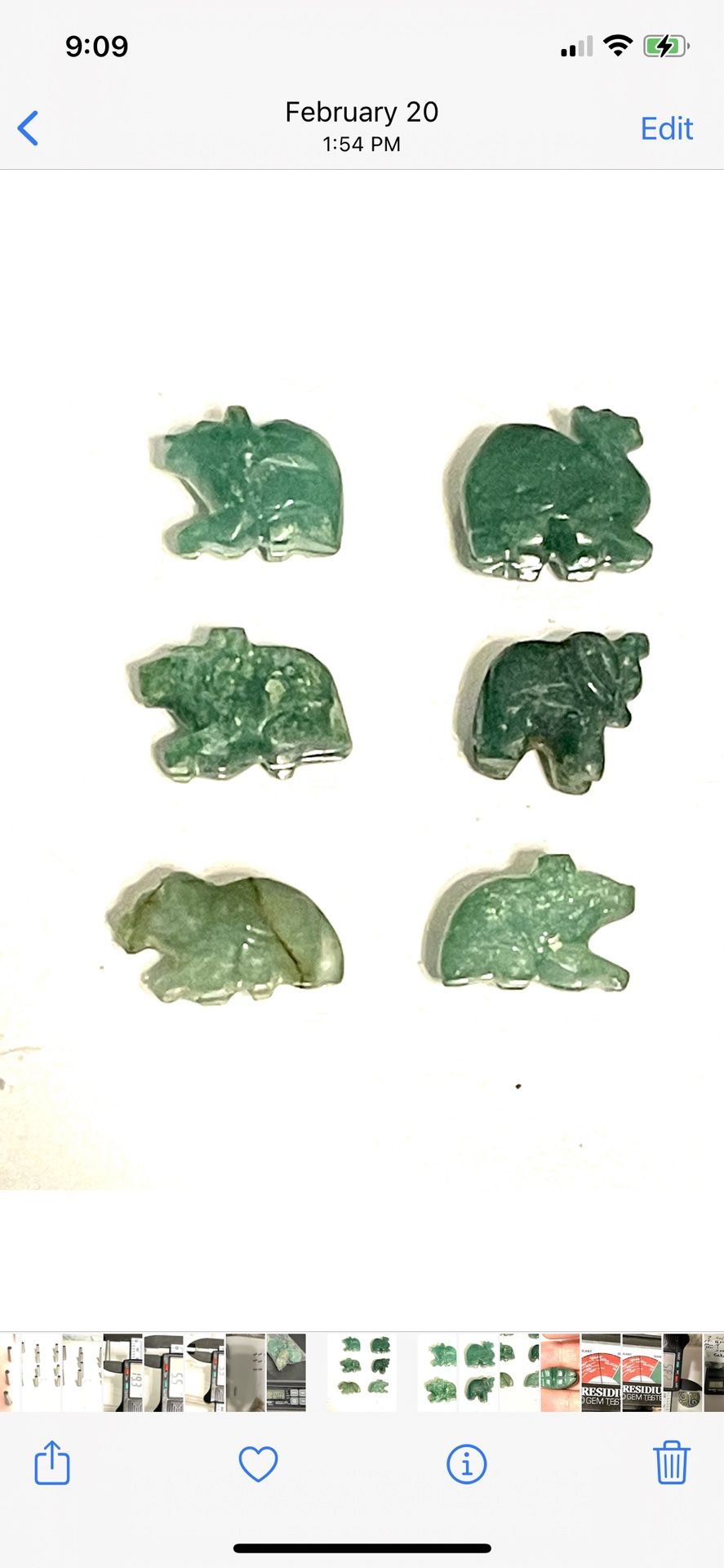 Lot Of 6 Jade Animal “Beads”