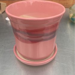 Vintage Pink Ceramic Planter Pot