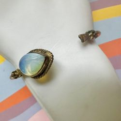 Silver plated  natural stone  open bangle  bracelet